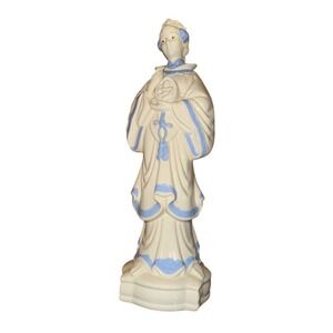 Holland Mold Asian Lady Figurine White & Blue Robe Chinoiserie Statue